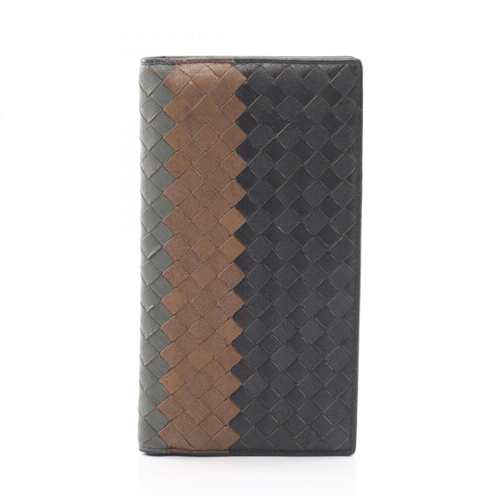 Bottega Veneta Intrecciato Bi-fold Long Wallet, Leather, Men's & Women's, Nav...